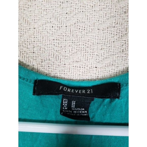 Forever 21 Dress Womens Medium M Scoop Neck Green Polyester Flowy Sleeveless - Picture 4 of 13